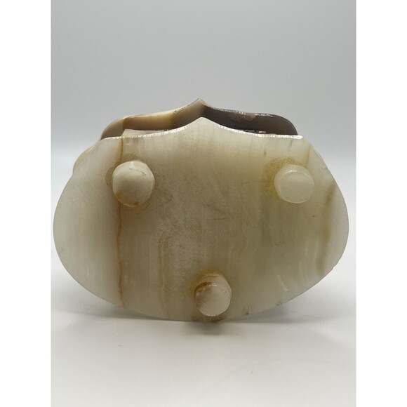 Vintage Onyx Carved Seashell Hindged Footed Trinket Jewelry Stash Box - Picture 8 of 9